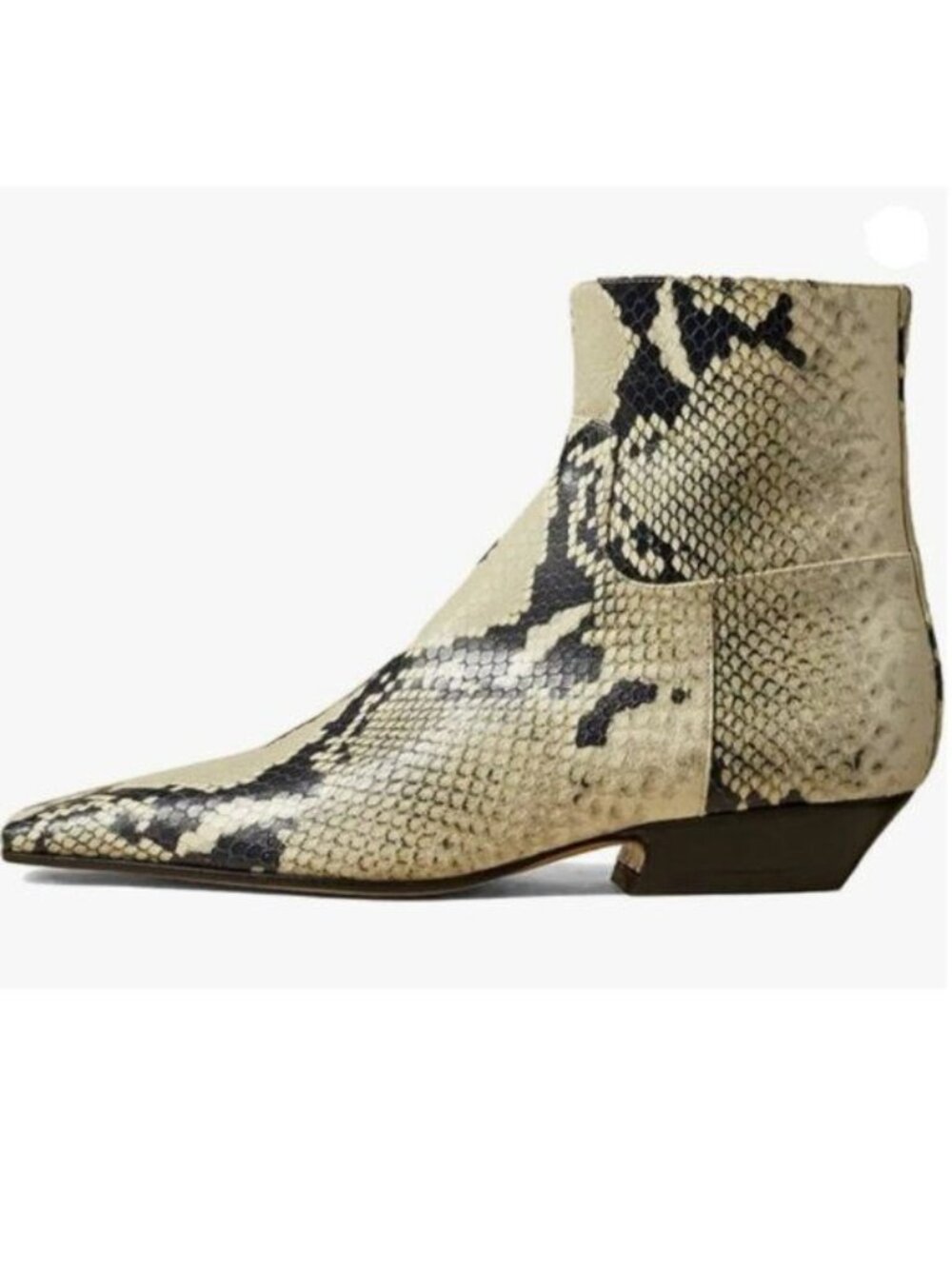 miss left Women's Square Closed Toe Low Chunky Heel Ankle Booties Snakeskin